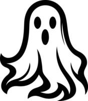 A simple yet spooky black and white illustration of a ghost with a wide-eyed expression vector