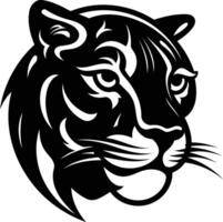 A fierce and powerful black and white illustration of a panther's head, ideal for tattoo designs, branding, or as a graphic design element vector