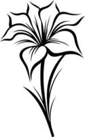 A simple, elegant black and white line drawing of a single stylized flower vector