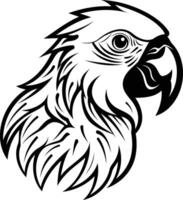 Black and white element illustration of a parrot head in profile, perfect for tattoo designs, branding, or any project needing a bold, graphic style vector