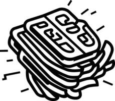 A simple line drawing illustration of a stack of folded paper, perfect for representing the concept of origami, organization, or layering vector