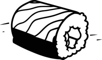 A simple, hand-drawn illustration of a sushi roll, perfect for adding a touch of japanese cuisine to your designs vector