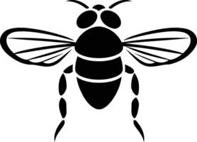 A simple, bold silhouette of a bee with wings outspread vector