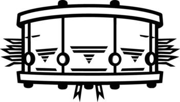 A simple black and white illustration of a snare drum, perfect for use in music-related designs, branding, or web graphics vector