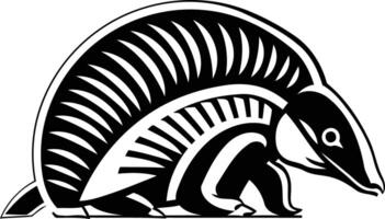 A bold, graphic black and white illustration of an armadillo vector
