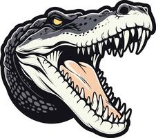 Powerful and fierce, this element illustration of a roaring alligator head is perfect for graphic designs, tattoos, clothing, and more vector