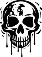 A dramatic and stylized skull with dripping paint, perfect for adding a touch of danger and intrigue to your designs vector