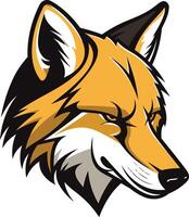 Fierce fox mascot head with bold lines and contrasting colors vector
