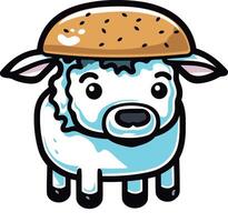 Cute cartoon sheep wearing a bun vector