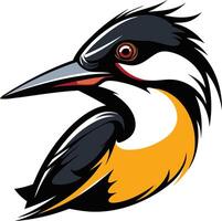 Bold and dynamic element illustration of a kingfisher in a striking pose, perfect for sports team logos, branding, and mascot designs vector