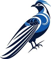 Abstract blue bird with stylized feathers in a dynamic pose vector