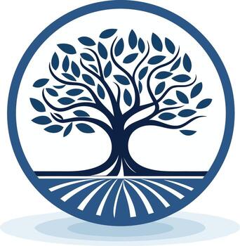A simple yet elegant logo featuring a stylized tree within a circle, symbolizing growth, community, and connection vector