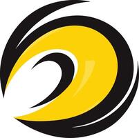 Bold and dynamic abstract logo featuring a black and yellow wave design vector