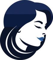 Elegant, minimalist silhouette of a woman with long, flowing hair vector