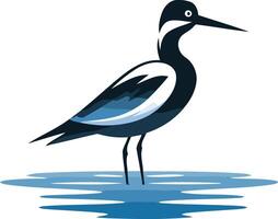 Stylish silhouette of a wading bird in water vector