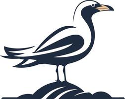 Stylized silhouette of a seagull standing on a wave vector