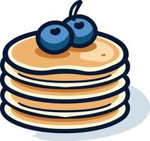 A cheerful cartoon stack of pancakes with two blueberries on top vector