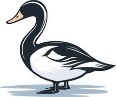 A stylized illustration of a duck with a black head and a white body vector