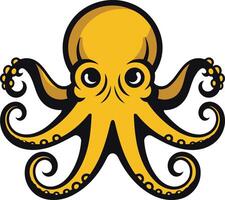 A bold and playful yellow octopus illustration, perfect for branding, merchandise, or web design vector