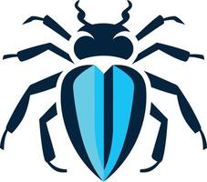 Abstract geometric bug logo with a blue and black color scheme vector