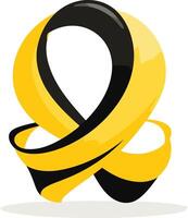 Abstract logo design featuring a stylized ribbon in yellow and black vector
