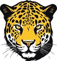 A bold and striking illustration of a jaguar's face, perfect for branding, logos, and designs that need a powerful animal presence vector