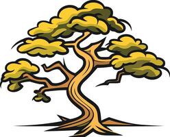 A cartoon illustration of a stylized bonsai tree, perfect for use in logo design, branding, or as a graphic element for nature themed projects vector