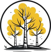 Simple, minimalist logo design featuring three stylized trees in a circle vector