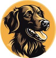 A friendly and approachable black labrador retriever with a cheerful expression, depicted in a style illustration vector