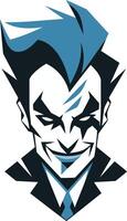 A stylized illustration of a man with blue hair and a mischievous grin vector