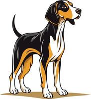 A bold illustration of a hunting dog, showcasing its strong build and alert expression vector
