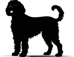 Simple silhouette of a dog standing against a white background vector