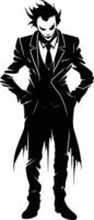 Silhouette of a mysterious man in a suit, perfect for adding a dark and enigmatic element to your designs vector