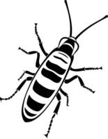 A simple yet striking black and white illustration of a beetle, perfect for use in designs, illustrations, and branding materials vector