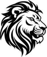 A powerful black and white illustration of a lion's head, perfect for designs that need a fierce and bold statement vector