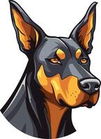 A powerful and loyal doberman pinscher, depicted in a bold and expressive illustration vector