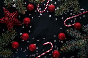 Abstract New Year and Christmas dark background with place for your text. photo