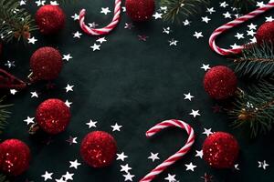 Abstract New Year and Christmas dark background with place for your text. photo