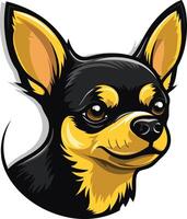 A cute and playful illustration of a black and tan chihuahua, perfect for dog related branding or social media vector