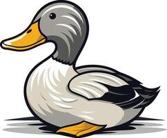Cute cartoon duck with a friendly expression, perfect for kids' books, websites, or educational materials vector