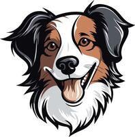 Smiling cartoon dog with black and white fur, perfect for logos, branding, and pet related projects vector