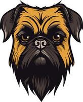 A close up portrait illustration of a brussels griffon dog, showcasing its distinct facial features and soulful expression vector