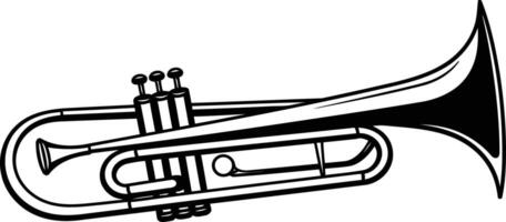 A simple, bold outline of a trumpet, perfect for music themed projects, websites, or designs vector