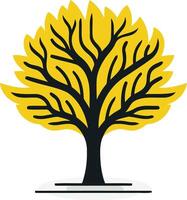 Simple, yet elegant silhouette of a tree with yellow foliage vector