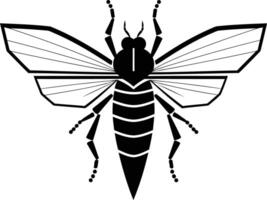 Stylized black and white insect silhouette, perfect for logos, branding, or design projects vector