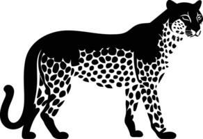 Black and white silhouette of a cheetah, perfect for adding a touch of wild to your design vector