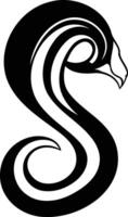 Abstract black and white illustration of a stylized s shaped form, perfect for use in logos, branding, and design projects vector