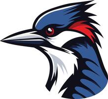 Fierce and stylized, this element illustration of a woodpecker's head is perfect for branding, sports teams, or any project needing a bold visual vector