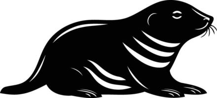 Black and white element illustration of a gopher, perfect for use in logos, branding, or design projects vector