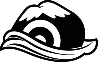A bold and striking black and white illustration of a single eye with a distinct, fierce expression vector